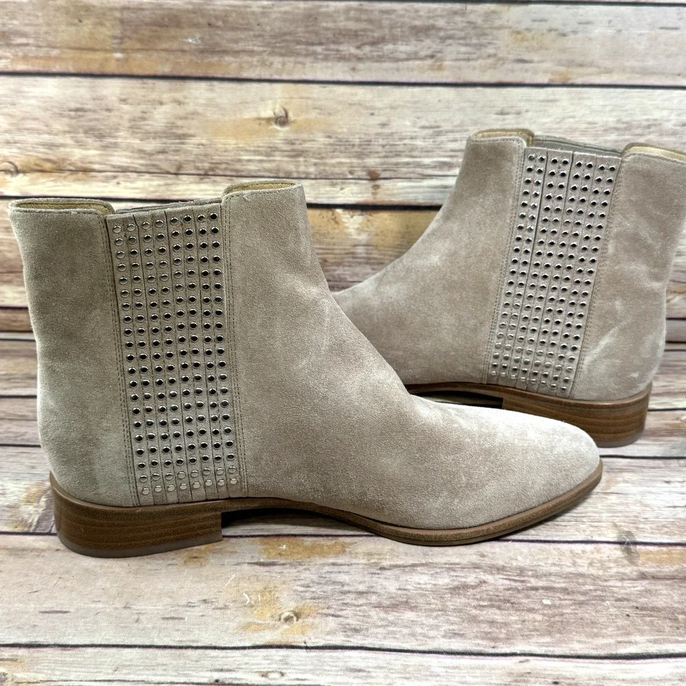 Diane von Furstenberg DVF Womens Jena Sand Taupe Studded Chelsea Boots 9M